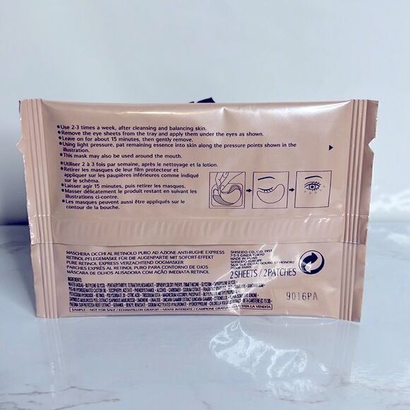 $10 SHISEIDO BENEFIANCE WRINKLERESIST24 PURE RETINOL EXPRESS SMOOTHING EYE MASK - Picture 2 of 2
